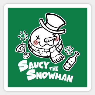 Saucy The Snowman - Frosty Humor - White Outlined Version Sticker